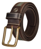 Bacca Bucci MenS Casual Genuine Leather Jeans Belt 35 Mm Wide 4 Mm Thick Alloy Prong Buckle For Casual Wear Olive/Brown