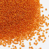 Tibaoffy Transparent Orange with Silver Lined Beads Size 8/0 Crafts Glass Seed Beads 3mm for Jewelry Making (Total About 100g Ab