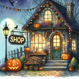 Ekuxom Shop Diamond Art Kits for Adults, 5D Pumpkin Bat Shop Diamond Painting Kits for Adults, DIY Full Round Drill Diamond Dot