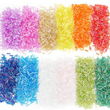 PH PandaHall 3600pcs 12 Colors Bugle Beads, 6x2mm Glass Tube Beads AB Color Round Bugle Seed Beads Transparent Small Craft Beads