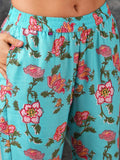 Anni Designer Women'S Cotton Blend Straight Printed Kurta With Pant (Nazuk Rama-Nw_Xl_Blue_X-Large),Blue,XL,,,