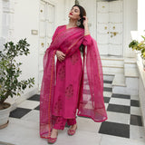 Gosriki Women'S Cotton Blend Kurta With Pant & Dupatta (Garden Pink_5Xl-Go_Pink_Xxxxx-Large),Pink,5,B0BBW6HP32