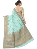 Sugathari Womens Banarasi Saree Pure Kanjivaram Silk Saree Soft New Ladies 2023 Design Wear Pattu Sarees Latest Cotton Party Sari Collections With Blouse Piece For Wedding Sadi (Sam Pari-105 Firozi)