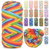 Tshirt Yarn for Crocheting,Rainbow T Shirt Chunky Elastic Fabric Thick T-Shirt Crochet Yarn for Beginners Crocheting Hand Knitti
