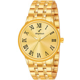 Wrightrack Astrological Full Roman Golden Stainless Steel Bracelet For Luck And Prosperity Men'S Analog Watch (Y-Golden, Standar