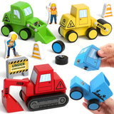 Coogam Snap Together Vehicle Toys for Toddlers, Wooden Montessori Take Apart Construction Engineering Car - Assembly Building Ga