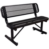 Sunnibety 4 Feet Heavy Duty Metal Park Bench for Outside, Outdoor Bench with Backrest & Portable Frame, Commercial Benches for S