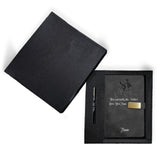 Brown Cloud Personalized Gift Set Of Black Velvet Finish Cover Notebook/Diary With Quote/Name And Customized Branded Ball Pen Wi