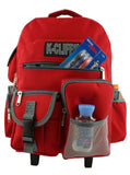 KCliffs Rolling Backpack Deluxe Wheeled Daypack School Student Bookbag with Wheels | Red