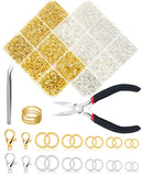 FIVEIZERO 2400PCS Jump Rings Kit for Jewelry Making Supplies & Necklace Repair with Silver & Gold Jump Rings, Lobster Clasps, Pl