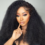 CanaryFly Afro Kinky Curly Half Wigs With Drawstring 3 In 1 Half Wigs Human Hair Kinky Curly Glueless Wear And Go Wig,Flip Over