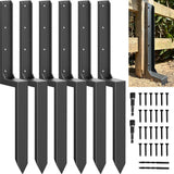 ARKSOLDIER Fence Post Repair Kit - Quick Fix Broken/Leaning 4x4/6x6 Wood Posts Support with Heavy-Duty Steel Anchors & Stakes (T