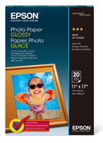 Epson S041156 Glossy Photo Paper, 52 lbs., Glossy, 11 x 17 (Pack of 20 Sheets),White