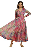 W For Woman Multicolour Floral Printed Synthetic Anarkali Kurta