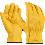 1 Pair Heavy Duty Leather Work Gloves for Men & Women - Water-Resistance, Cowhide Construction & Yard Leather Gloves - Puncture