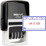 MaxMark Office Self Inking Date Stamp with Phrase Paid - 2 Color Blue/Red Ink