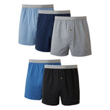 Hanes Mens 5Pack Exposed Waistband Knit Boxers, Assorted, Large