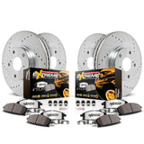 Power Stop Brake Kit For 2007-2018 Jeep Wrangler - Front and Rear Truck & Tow Carbon Fiber Ceramic Pads with Drilled and Slotted
