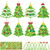 DoubleFill 48 Sets Christmas Tree Suncatchers Craft Kit Xmas Ornaments Stained Glass Christmas Window Crafts Kit for Classroom H