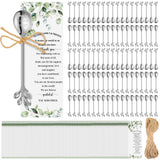 Tioncy 100 Pcs Bridal Shower Favors Tea Spoons 4.9 Inch Silver Stainless Steel Leaf Dessert Teaspoon Coffee Tea Party Favors wit