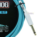 Pig Hog Daphne Blue Woven Jacket Tour Grade Instrument Cable, 10-Foot Right Angle