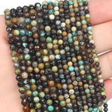 Song Xi 180pcs 2mm Natural African Turquoise Gemstone Beads Faceted Round Loose Stone Beads for Jewelry Making