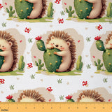 Cartoon Hedgehog Fabric by The Yard Cute Mushroom Floral Cactus Indoor Outdoor Fabric Wild Animal Dots Upholstery Soft Fabrics K