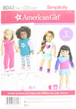 Simplicity 8042 American Girl Casual Doll Clothes Sewing Patterns for 18 Dolls