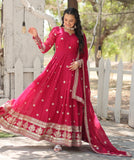 Wedani Faux Georgette With Embroidered Work Anarkali Set For Women (In Alpha 2Xl Regular Pink),PINK,2XL,,,