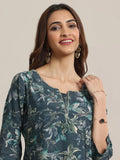 Libas Women'S Silk Blend Yoke Design A-Line Kurti (26738R_Grey Grey L