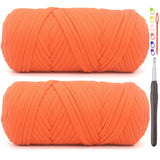 2 Pack Tshirt Yarn for Crocheting,Orange T Shirt Chunky Elastic Fabric Thick T-Shirt Crochet Yarn for Beginners Crocheting Hand