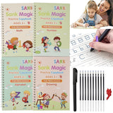 GRACE GUTS Sank Magic Practice Copybook | Reusable & Erasable | Writing | Practice Copy Number Book with Pen | Magic Copybook Se