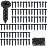 500 Pcs #6 x 1/2 Flat Head Screws Black, Phillips Drive, Zinc Small Cabinet Hinge Wood Screws for Indoor Furniture Wood Working