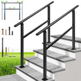 VIVOHOME Adjustable Outdoor Handrails - Durable Galvanized Steel Hand Rail, Black Oval Design for Porch, Deck & Stairs, 2-Pack f
