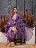 Anni Designer Women'S Cotton Blend Straight Printed Kurta With Pant & Dupatta (Doremi-Purple_S_Purple_Small),Purple,S,,,