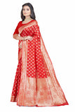 Sugathari Womens Banarasi Saree Pure Kanjivaram Silk Saree Soft New Ladies 2023 Design Wear Pattu Sarees Latest Party Sari Collections With Blouse Piece For Wedding Sadi (San Pari-192 Red)