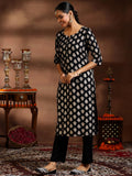 Libas Women'S Silk Blend Printed Kurta Set (39079B_Black