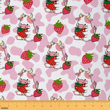 Feelyou Cute Cow Upholstery Fabric by The Yard, Pink Cow Print Strawberry Outdoor Fabric by The Yard, Farmhouse Kawaii Room Deco