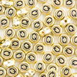 Yiizzxin 200Pcs Round Ancient Gold Letter Q Beads,4x7mm Flat Letter-Q Bead for Bracelets,Alphabet Beads for Jewelry Making DIY N