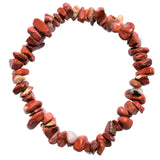 Zenergy Gems Selenite Charged Natural Red Brecciated Jasper Crystal Chip Bracelet + Baby Selenite Pocket Puffy Heart Charger [In