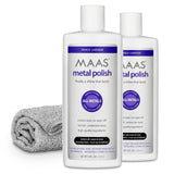 MAAS Metal Polish 8Ounce Bottle (2 Pack) Free Cloth, Universal Metal Cleaner for All Metals, Clean, Polish, and Protect Silver,