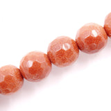 Malahill Faceted Gemstone Beads for Jewelry Making, Sold per Bag 5 Strands Inside (Gold Sand Stone, 8mm)