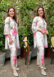 Gosriki Women'S Chanderi Cotton Straight Printed Co-Ord Set (Lace Cream Co-Ord-Nkl-Gs_L_Cream_Large),Cream,,B0CM9LHCLJ
