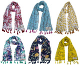 Fusfus WomenS Printed Chiffon Scarves And Stoles, Free Size(Multicolour, Fs1643) Pack Of 6 (Multicolor2)