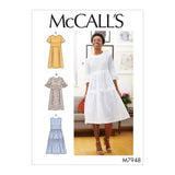 McCalls Patterns McCalls Womens Knee Length Pleated Dress, Sizes 614 Sewing Pattern, White