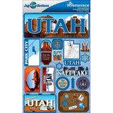 Reminisce Jet Setters State Dimensional Stickers 4.5X7.5Utah