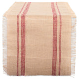 DII Jute Burlap Collection Kitchen Tabletop, Table Runner, 14x108, Double Border Barn Red