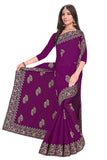 Tamaira Fashion Womens Plain Weave Pure Cotton Saree With Heavy Embroidery And Stone Work Without Blouse Piece (Magenta)