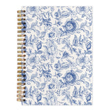 kunlisa Blue and White Chinoiserie Floral Spiral Notebook Journal 5.5x8.3, French Grandmillennial Blue Flower Hardcover Journal