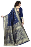 Sugathari Womens Banarasi Saree Pure Kanjivaram Silk Saree Soft New Ladies 2023 Design Wear Pattu Sarees Latest Cotton Party Sari Collections With Blouse Piece For Wedding Sadi (Sam Pari-100 N Blue)